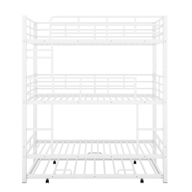 Triple Bunk Bed With Trundle, Heavy Duty Steel Construction