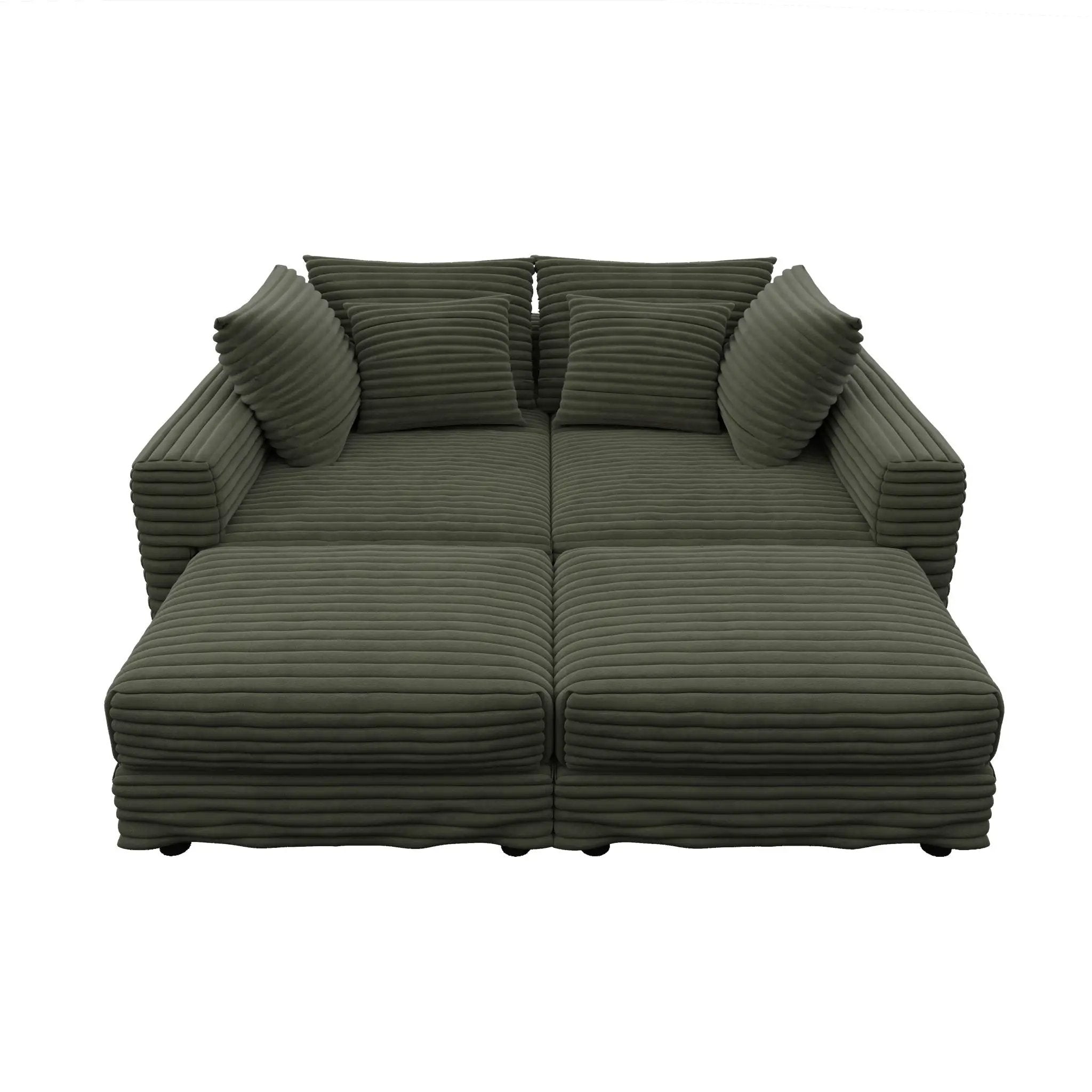 Convertible Deep Seat Sofa With Soft Pillows And Ottomans