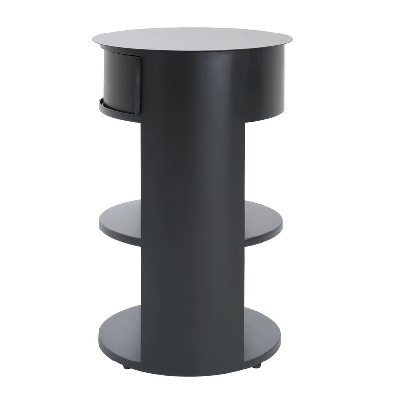 Indoor 3-Tier Metal Round Side Table with Sliding Door Cabinet by HouseOfZazla