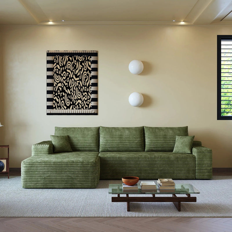 107" Cloud Sectional Couch with L-Shape Chaise by HouseOfZazla