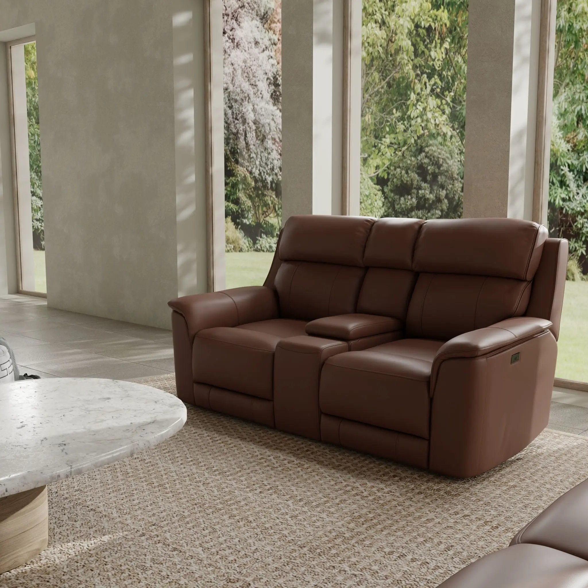 Oslo - Dual Power Reclining Loveseat With Console by Unique Piece Furniture