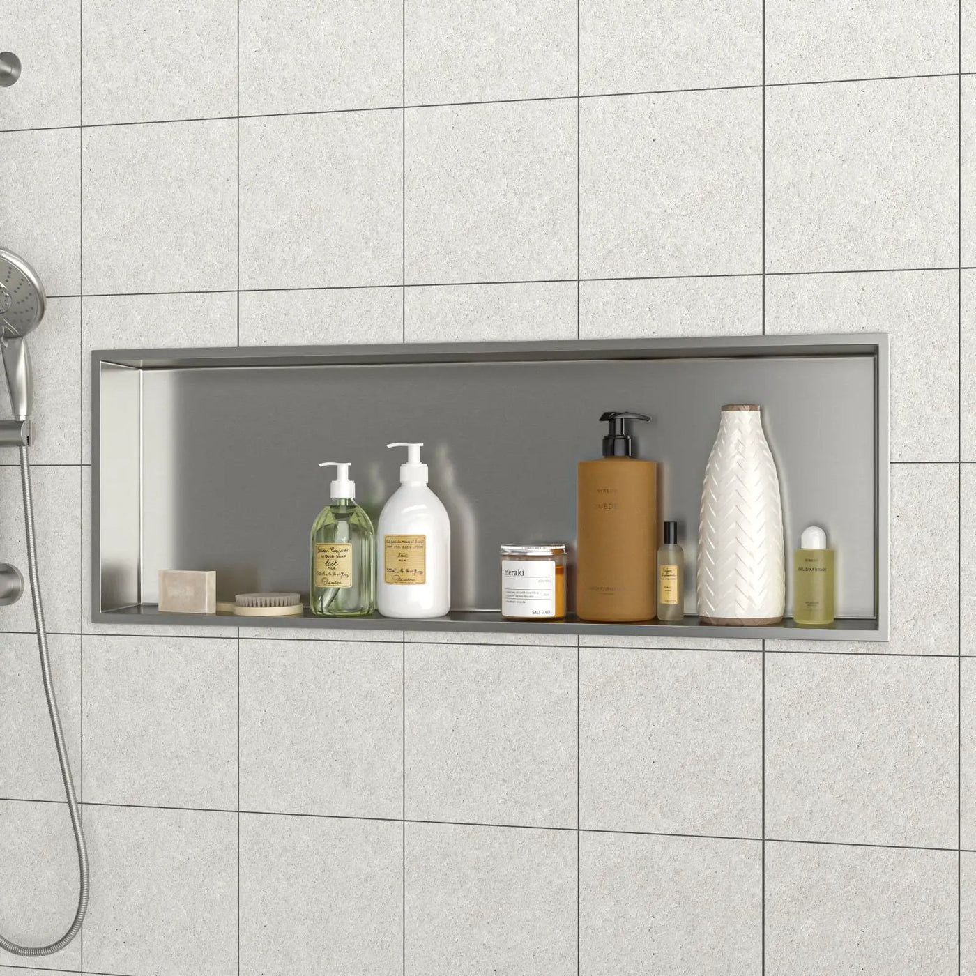 Stainless Steel Shower Niche With Seamless Design For Bathroom Storage by HouseOfZazla