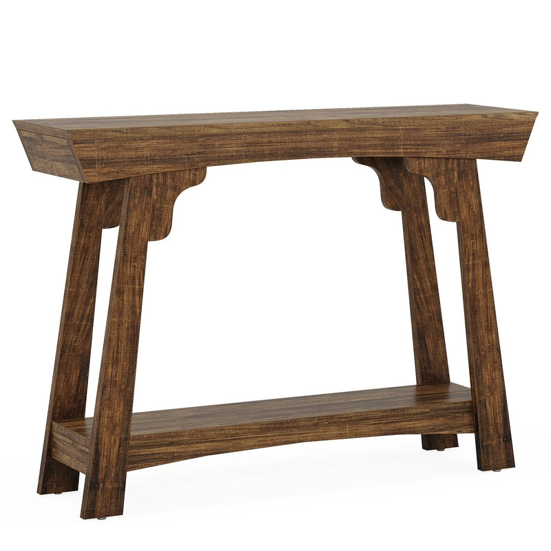 Console Table With 2 Tier Storage - Rustic Brown by HouseOfZazla