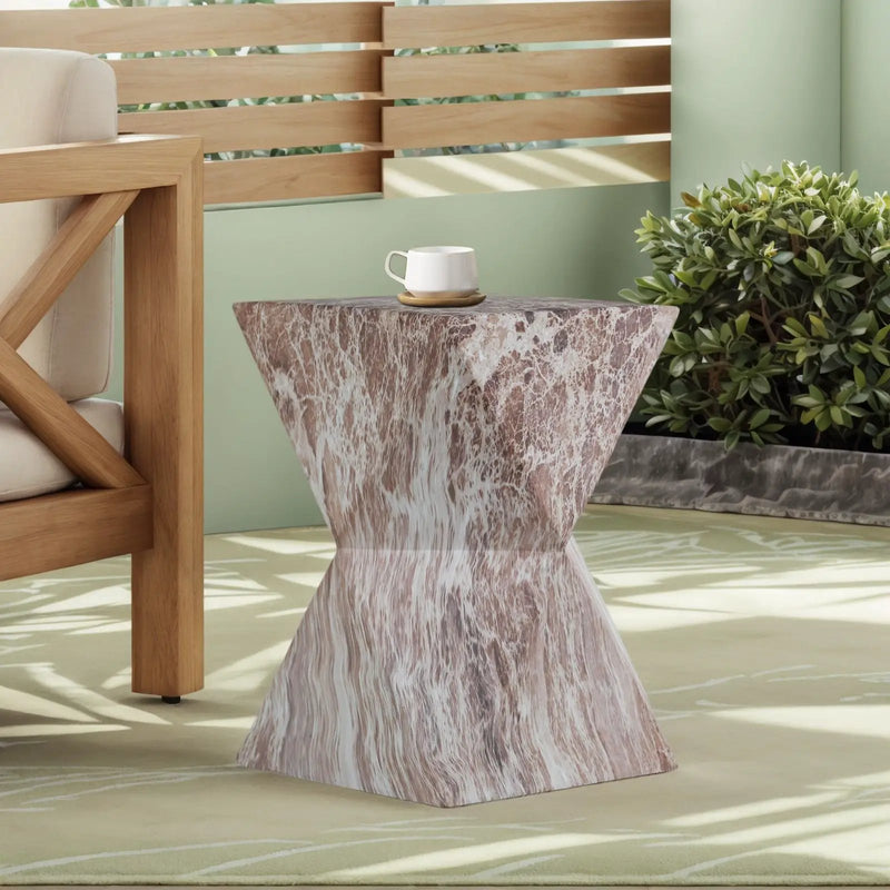 Round Outdoor Geometric End Table - Marble by HouseOfZazla