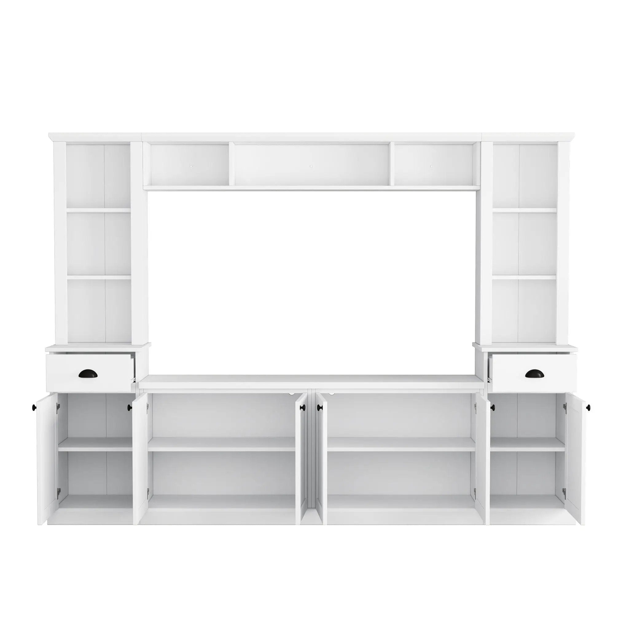 Minimalist Entertainment Wall Unit Set With Bridge For TVs Up To 75" by HouseOfZazla