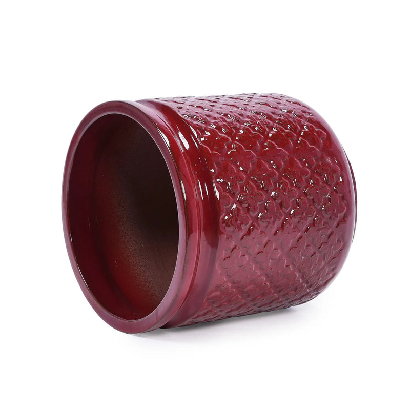 3 Pieces Ceramic Flowerpot Set, Bean Paste Red by HouseOfZazla