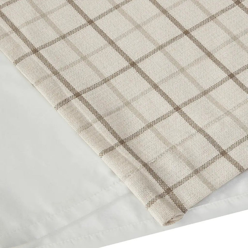 Plaid Rod Pocket and Back Tab Curtain Panel with Fleece Lining Natural 50x95 by HouseOfZazla