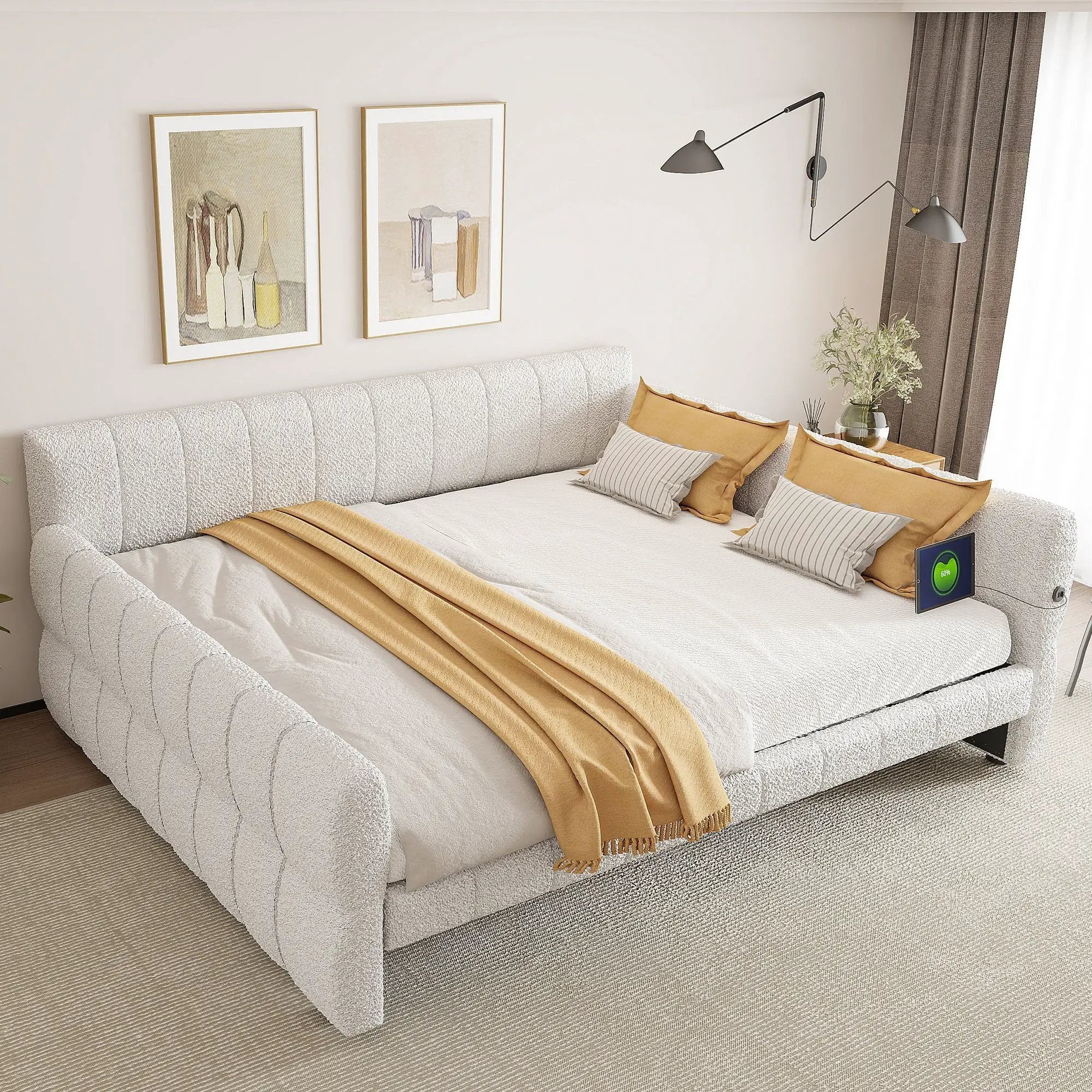 Upholstered Platform Bed With USB Charging by Unique Piece Furniture