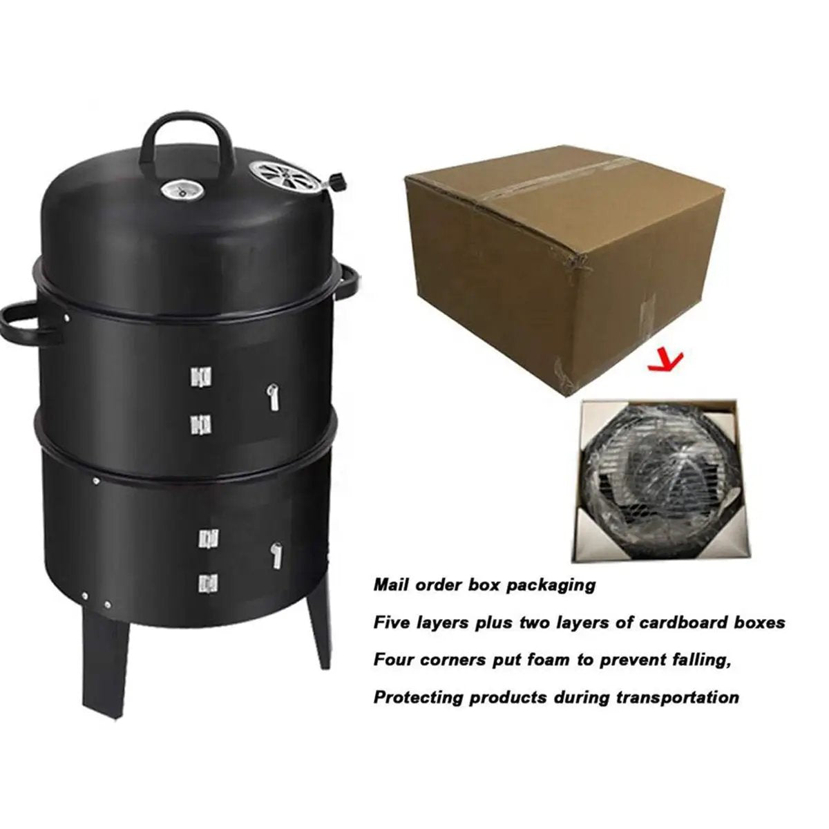 Outdoor Double-Layer Grill Charcoal Wood Fired Braising and Smoking Stove by HouseOfZazla