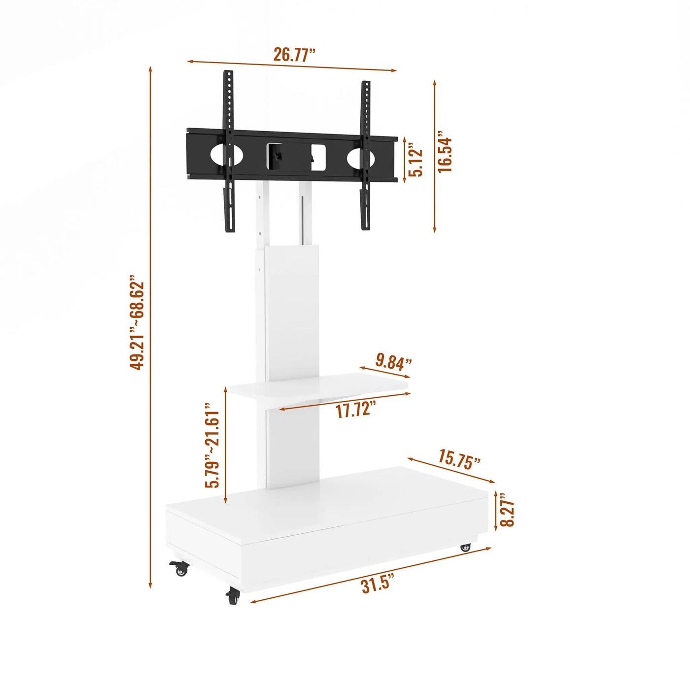 Adjustable Height Mobile TV Cart by HouseOfZazla