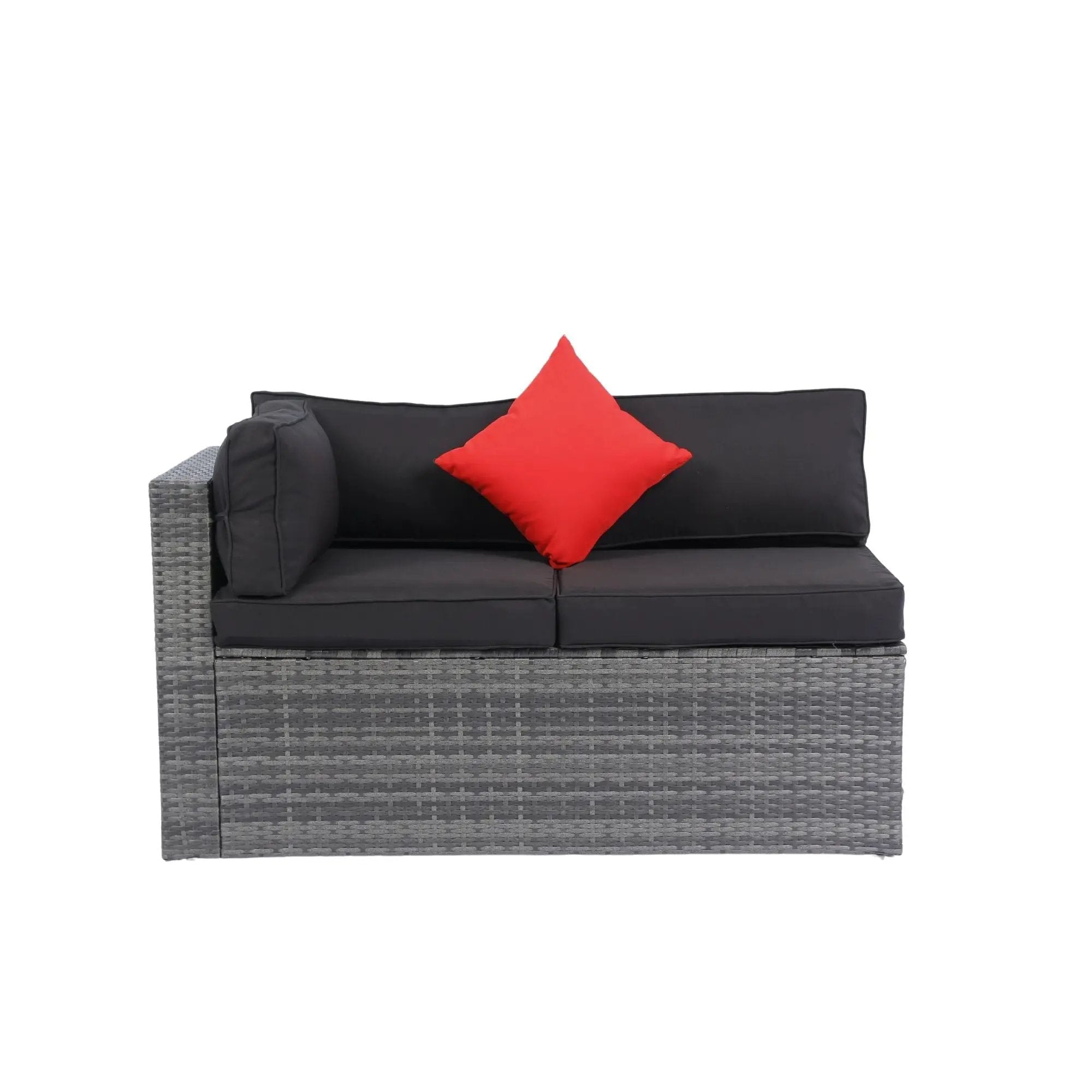 5 Pieces Rattan Sectional Outdoor Furniture Cushioned U Sof Set With 2 Pillow - Gray / Black by HouseOfZazla
