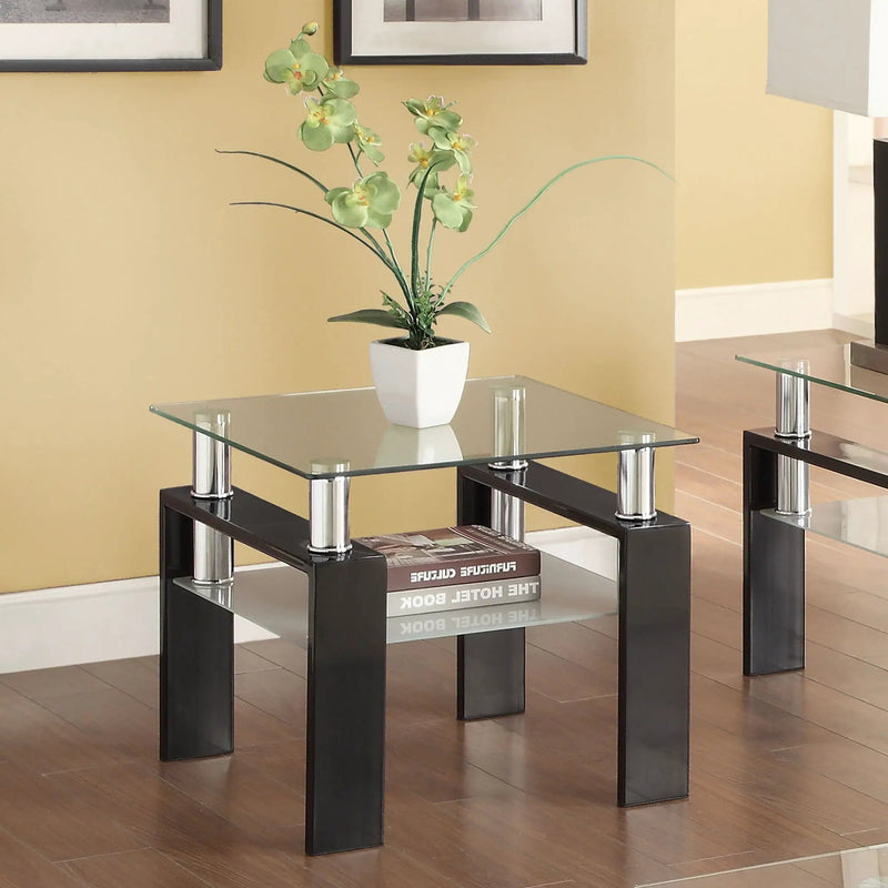Dyer 1-shelf Square Glass Top Side End Table Black by Unique Piece Furniture