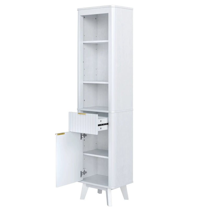 Tall Bathroom Storage Cabinet With Adjustable Shelves And 1 Drawer & Door by HouseOfZazla