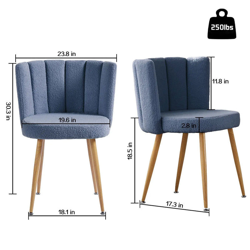 Modern Dining Chair (Set of 2) With Iron Tube Wood Color Legs, Shorthair Cushions And Comfortable Backrest, Suitable For Dining Room, Living Room, Cafe, Simple Structure by HouseOfZazla