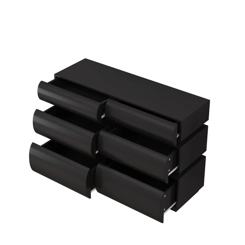 Minimalist Modern 6 Drawer Dresser, Handle Free Design With Wide Storage