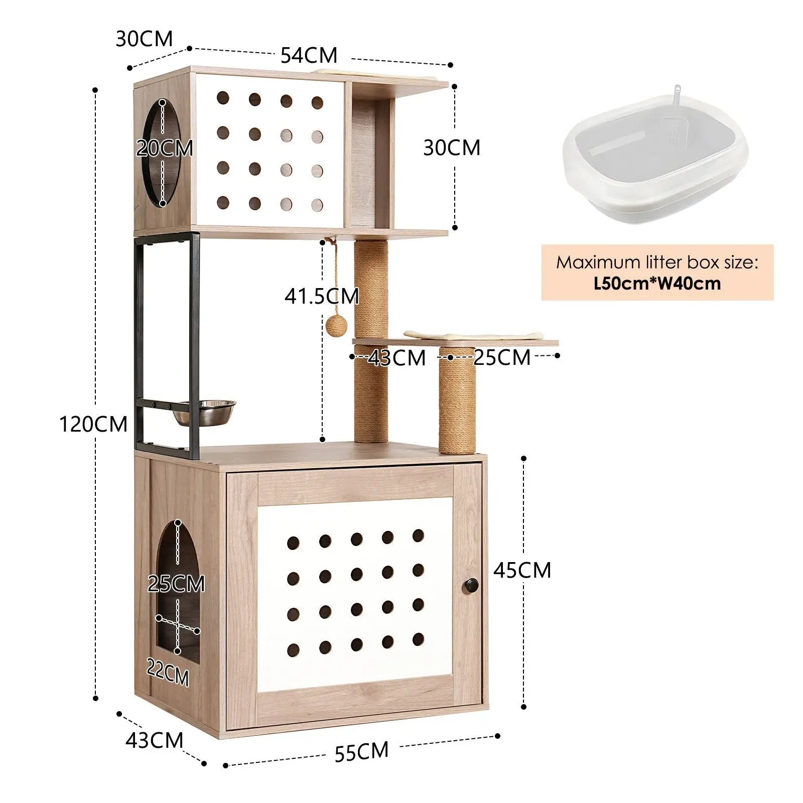 Cat Tree with Litter Box Enclosure and Large Hammock by HouseOfZazla