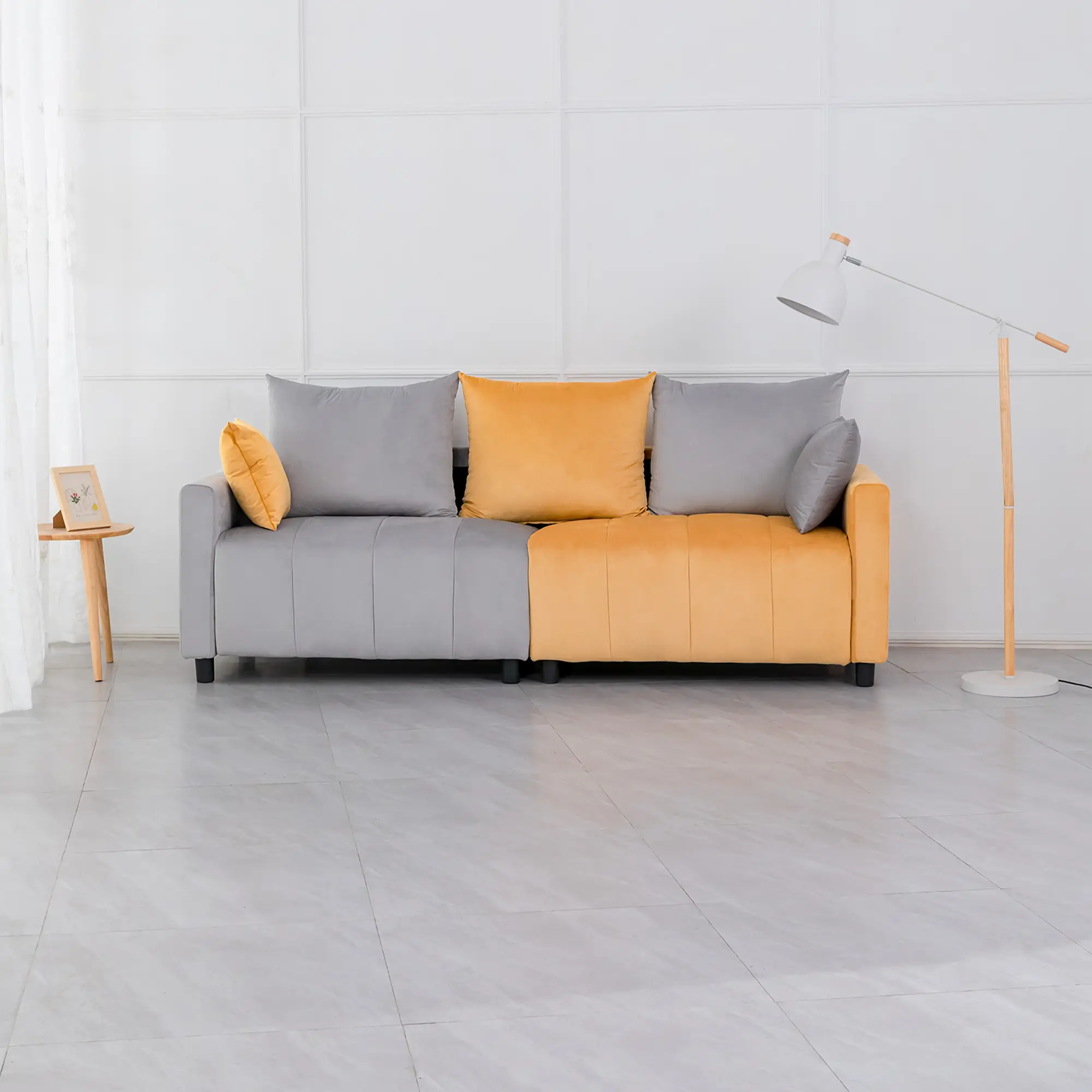 Velvet Modern 2-Seater Sofa, Light by HouseOfZazla