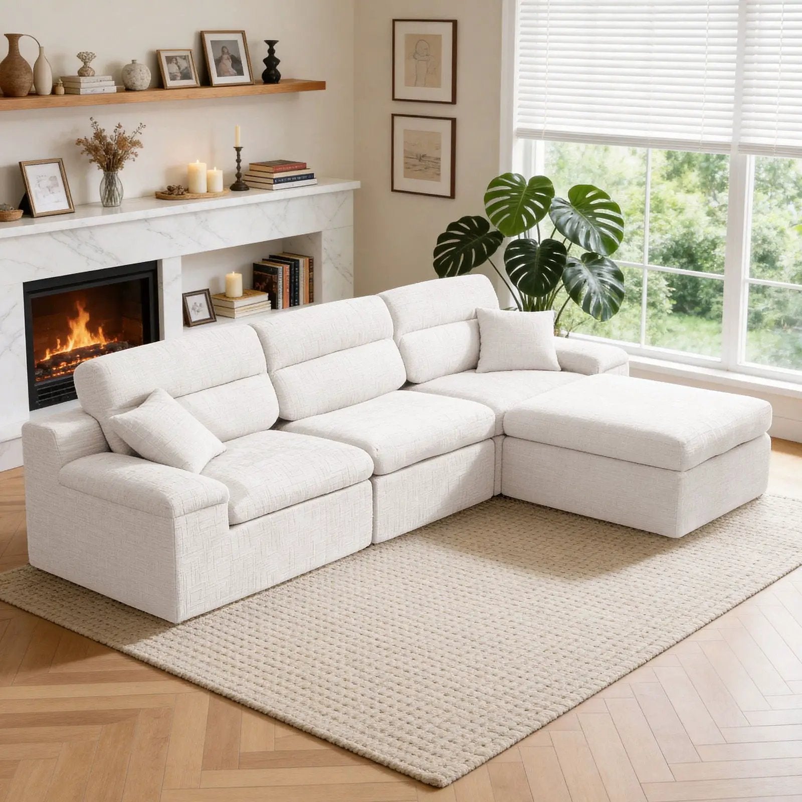 Corner Chaise Sofa With High Backrest by Unique Piece Furniture