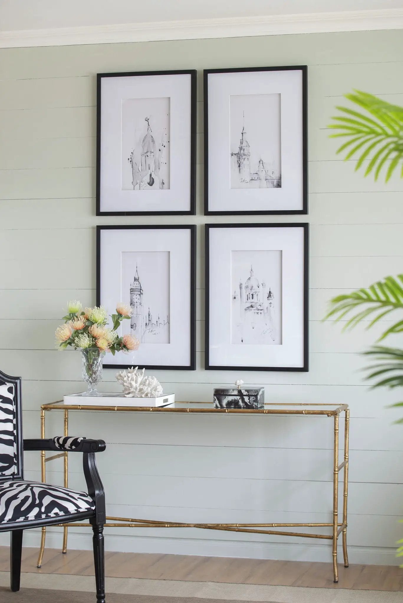 Architecture Wall Art Prints, Home Decor Art For Living Room Dining Room Entryway (Set of 4) - White / Black by Unique Piece Furniture