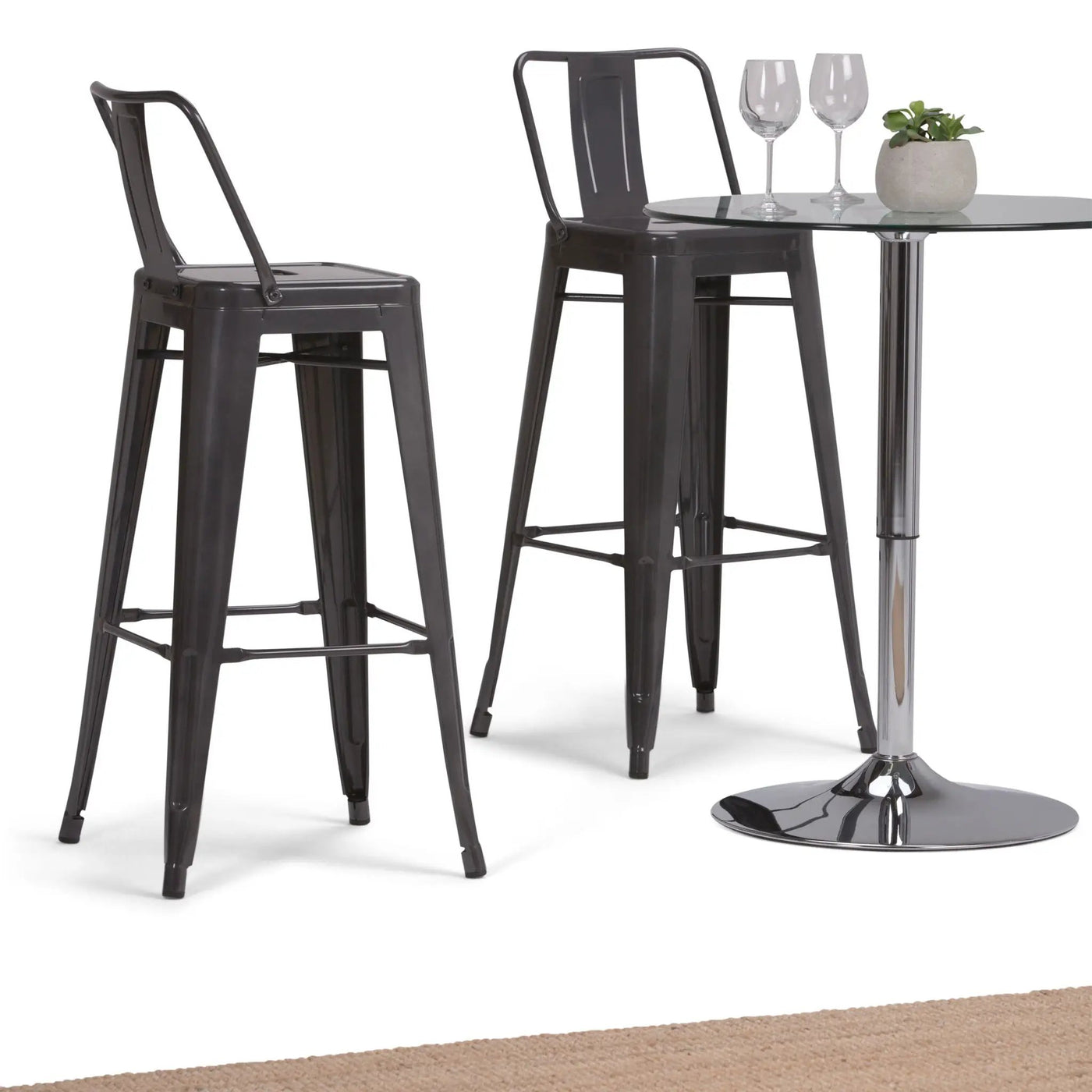 Rayne - Curved Back Metal Stool (Set of 2) by Unique Piece Furniture