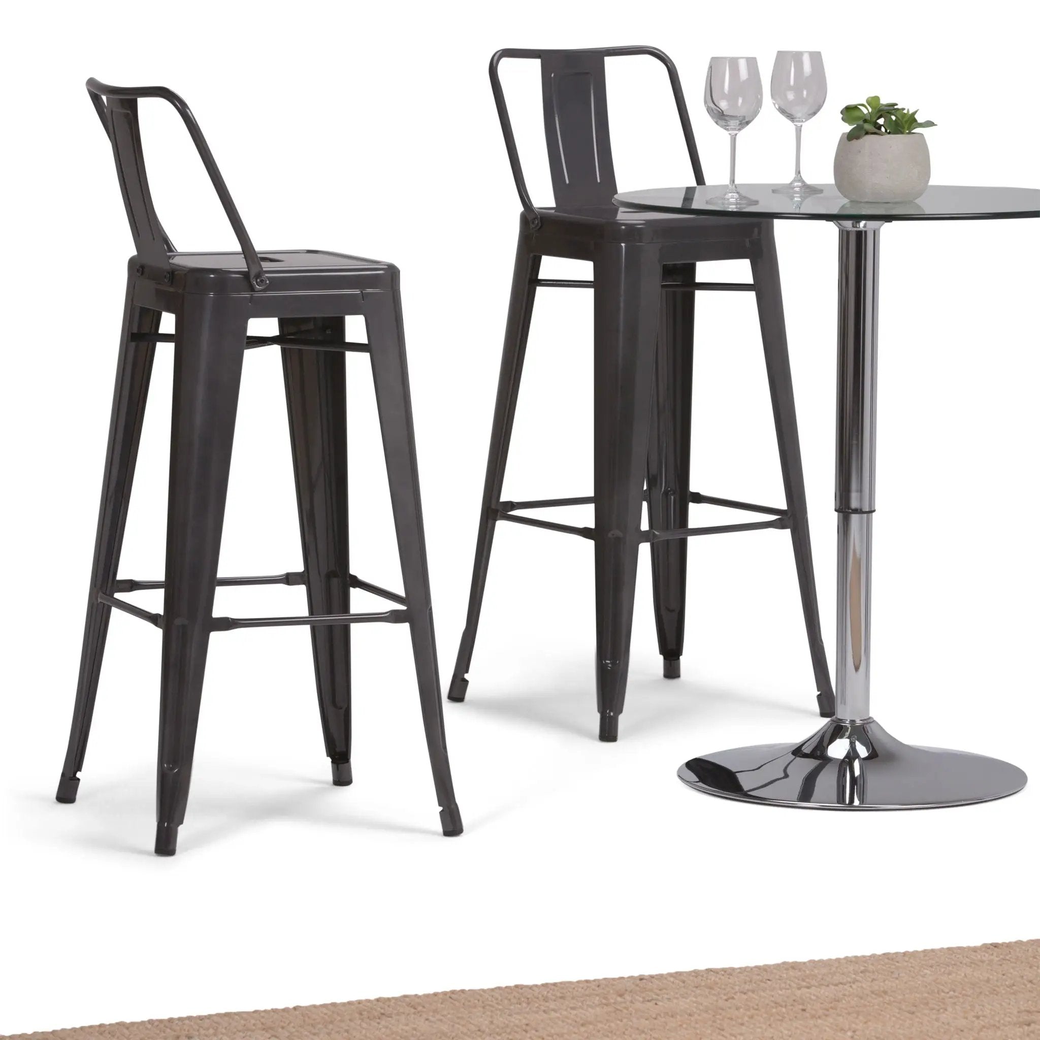 Rayne - Curved Back Metal Stool (Set of 2) by Unique Piece Furniture