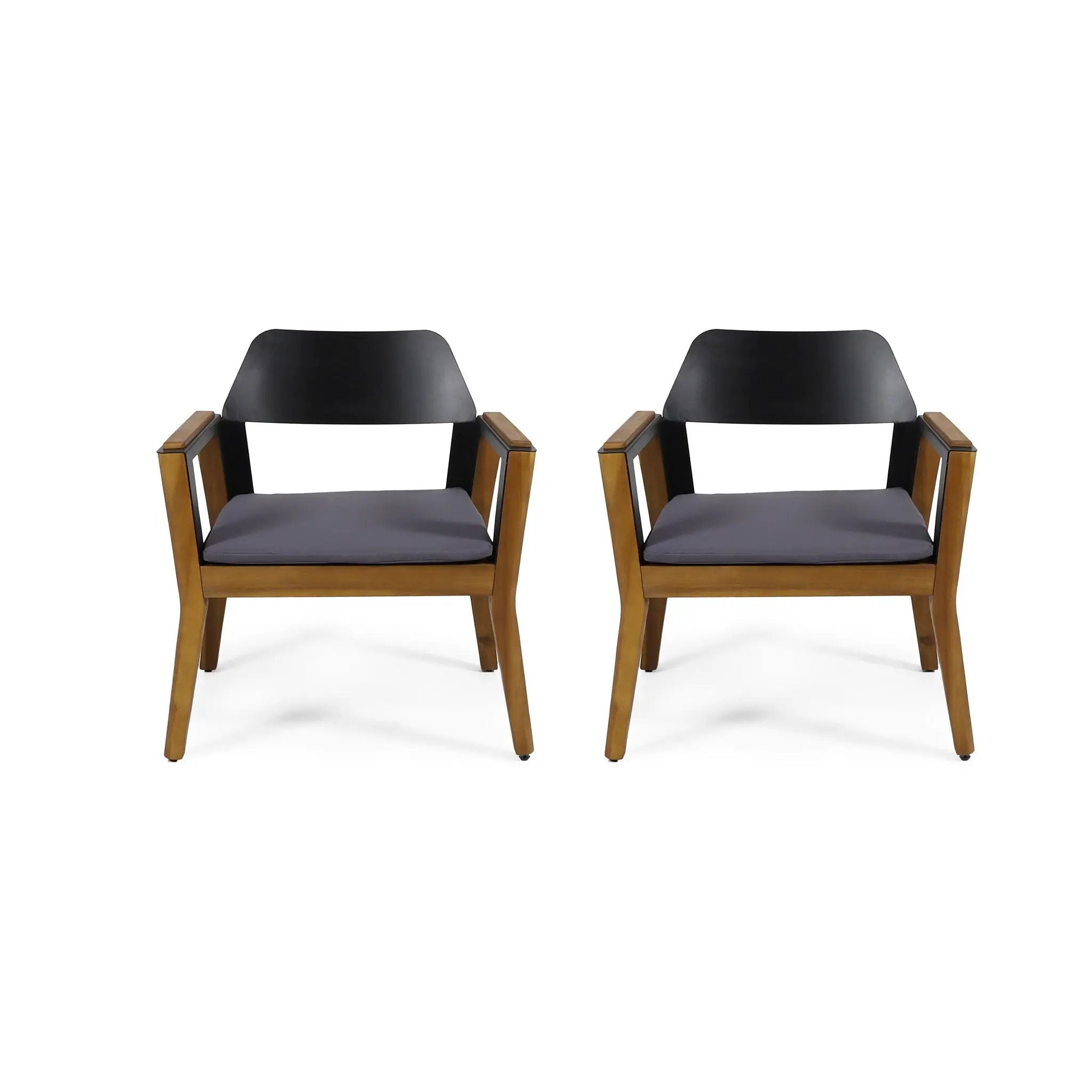 Soho Transitional Style Outdoor Club Chair (Set of 2) with Cushions - Teak by HouseOfZazla