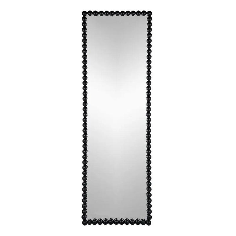 Full Length Mirror With Metal Beaded Frame, Rectangular Oversized Mirror For Living Room Bedroom - Black by Unique Piece Furniture