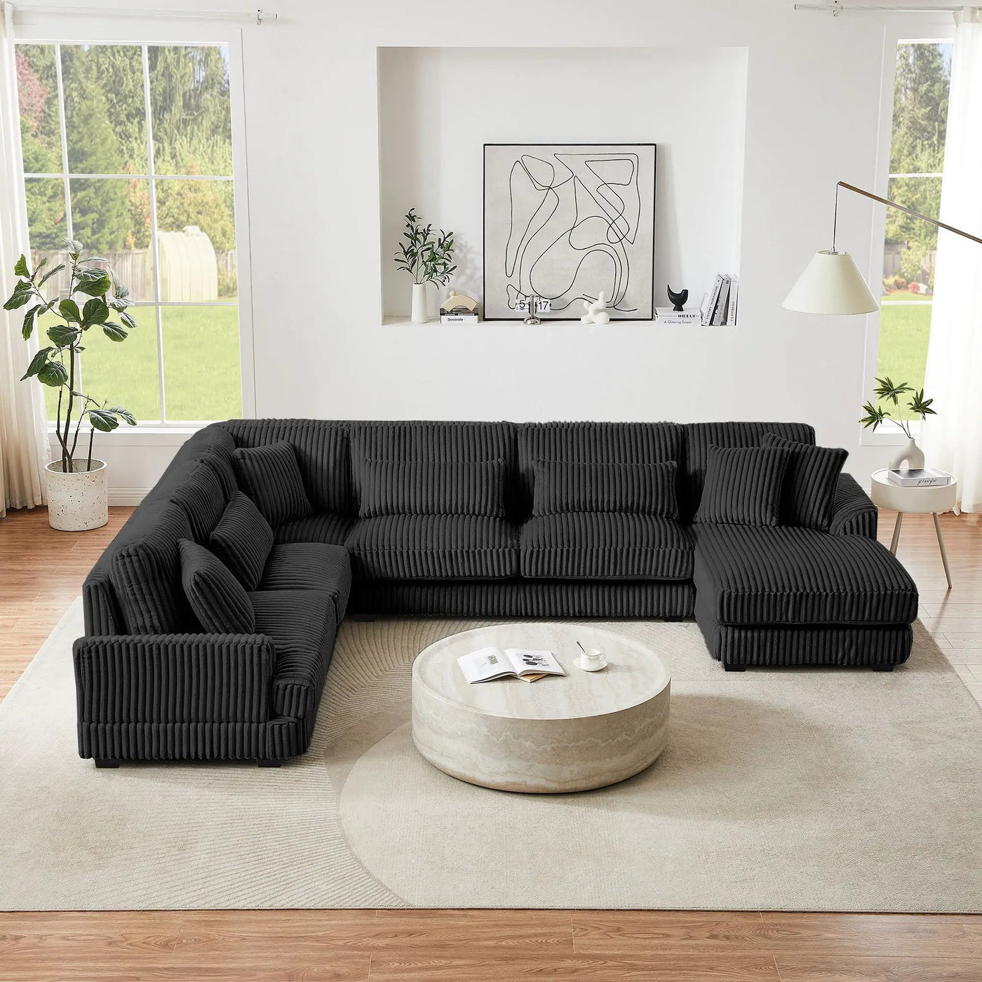 Oversized Sectional Sofa U - Shaped Sofa Couch Modern Sofa Upholstered In Soft With A Chaise Lounge For Living Room by HouseOfZazla
