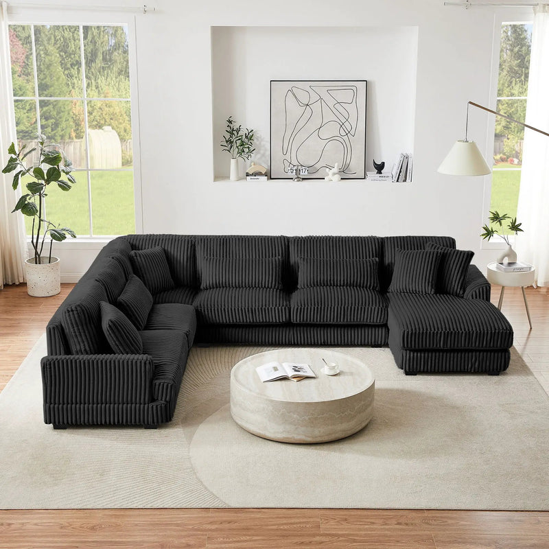 Oversized Sectional Sofa U - Shaped Sofa Couch Modern Sofa Upholstered In Soft With A Chaise Lounge For Living Room by HouseOfZazla