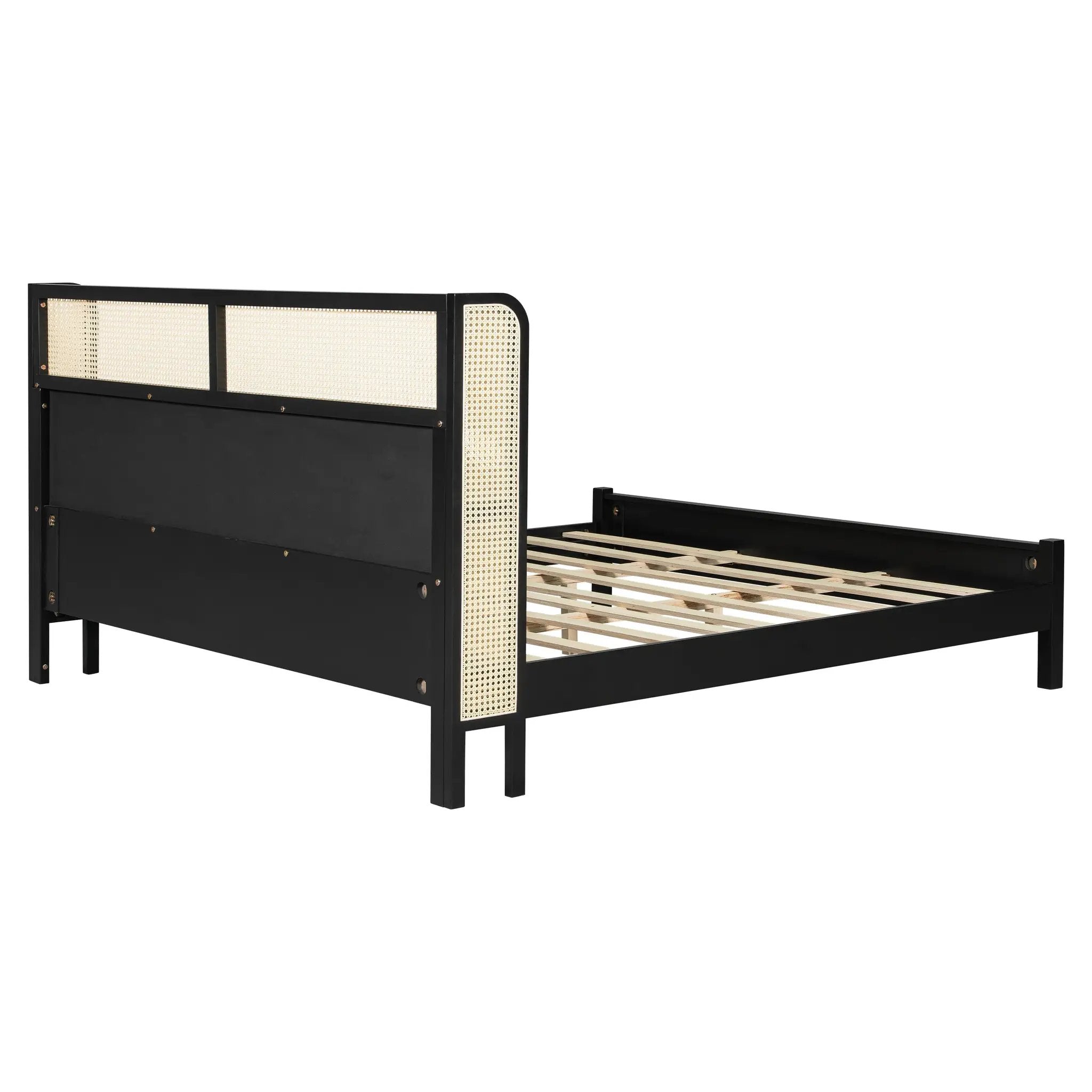 King Size Bed Frame with Black Frame and Green Upholstered Headboard by HouseOfZazla