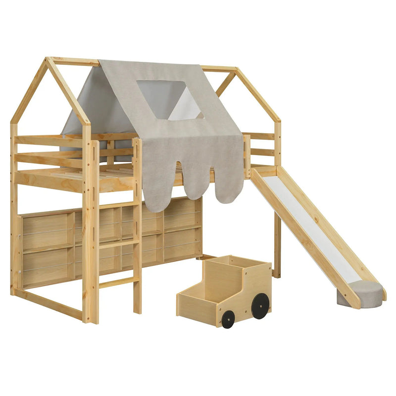 Loft Bed With House Shaped Frame And Tent by HouseOfZazla