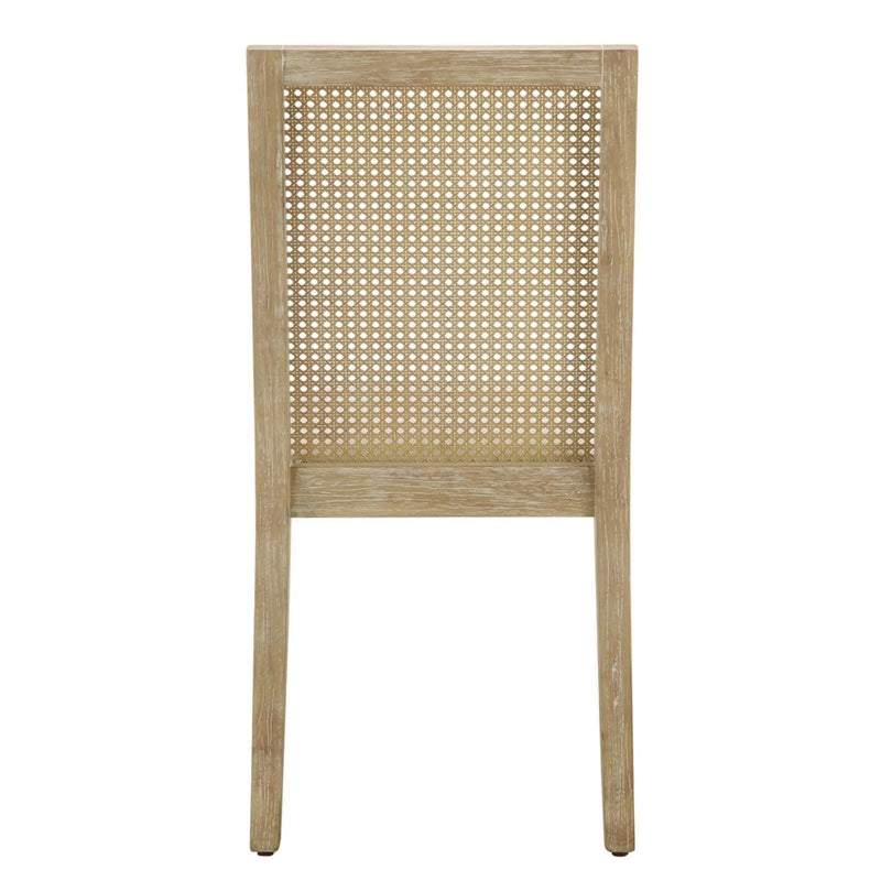 Dining Chair With Synthetic Cane Back And Upholstered Seat (Set of 2) - Natural by HouseOfZazla
