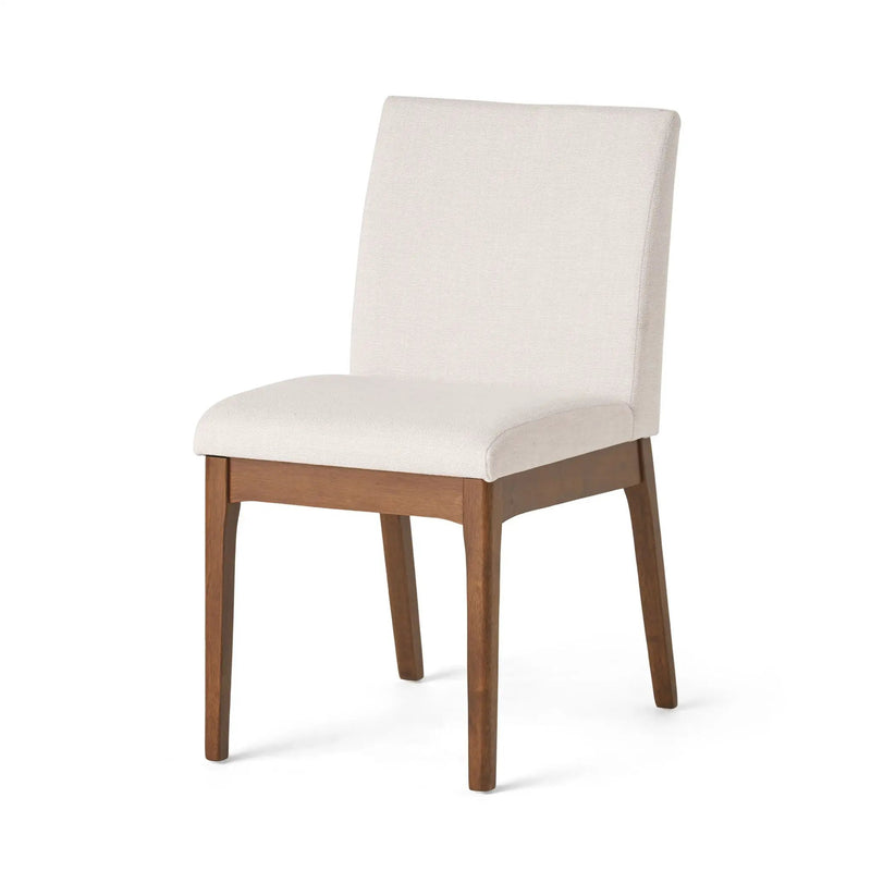 5 Piece Dining Set With Table And Upholstered Chairs - Light Beige / Walnut by HouseOfZazla