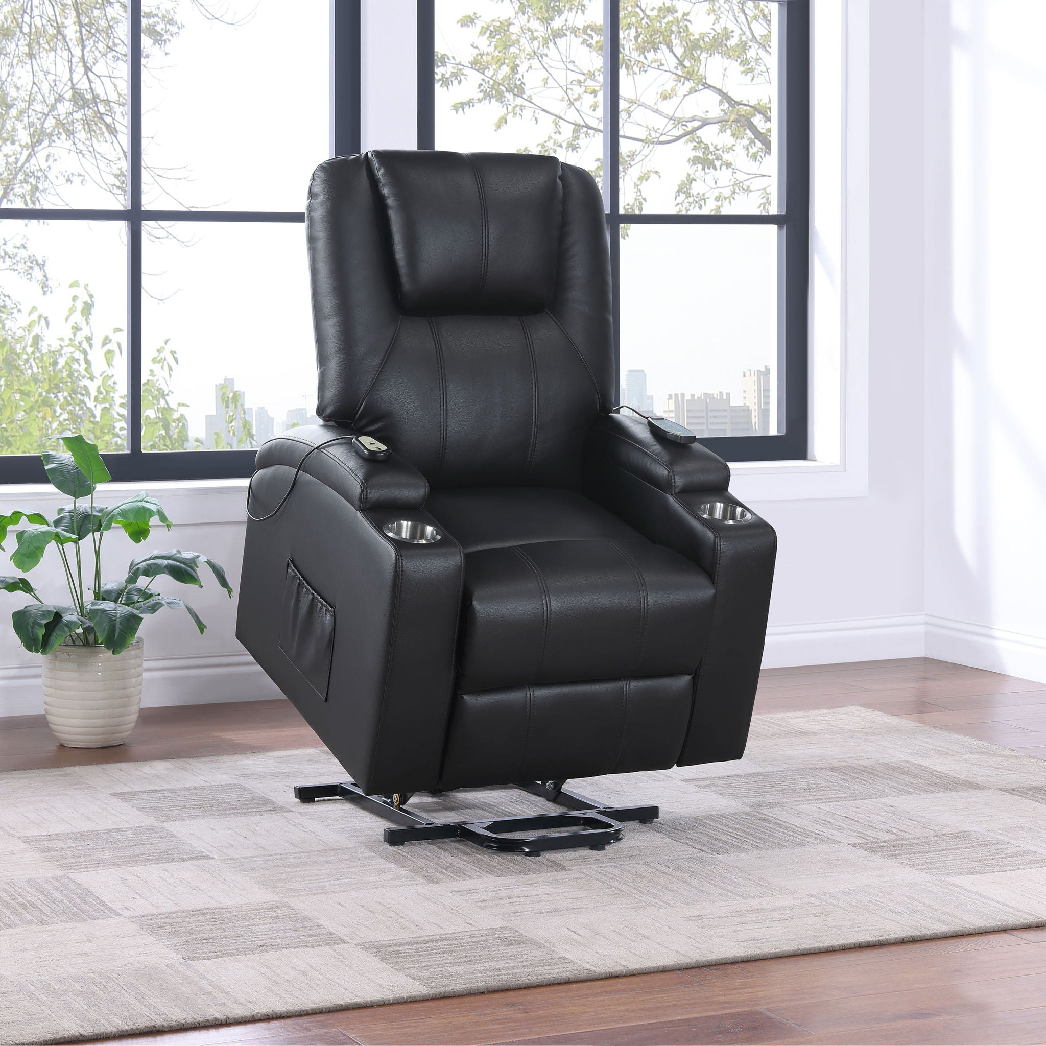 Armstrong Upholstered Power Lift Massage Recliner Espresso by Unique Piece Furniture