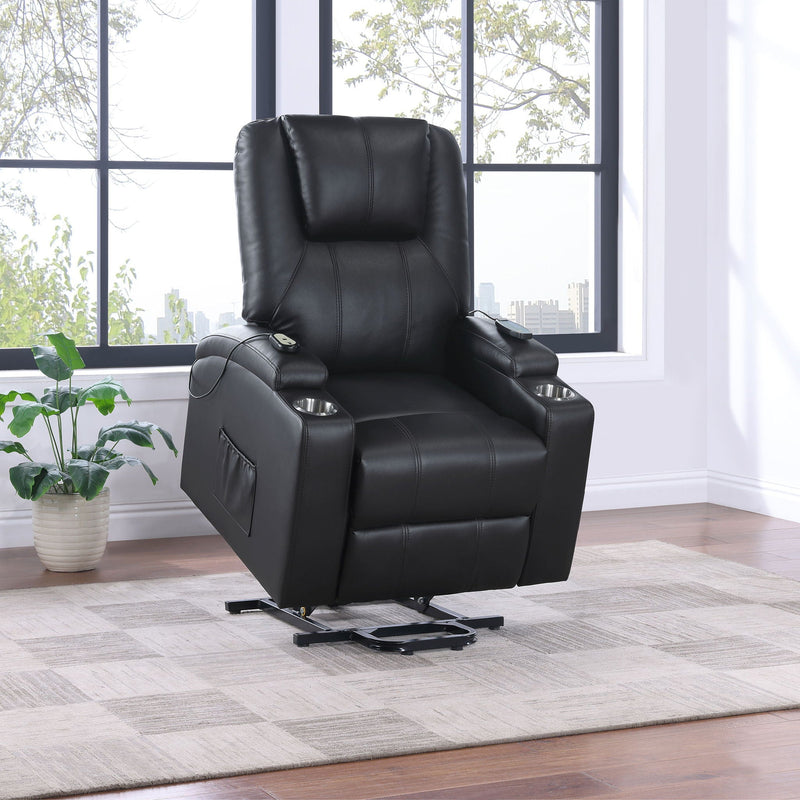 Armstrong Upholstered Power Lift Massage Recliner Espresso by Unique Piece Furniture