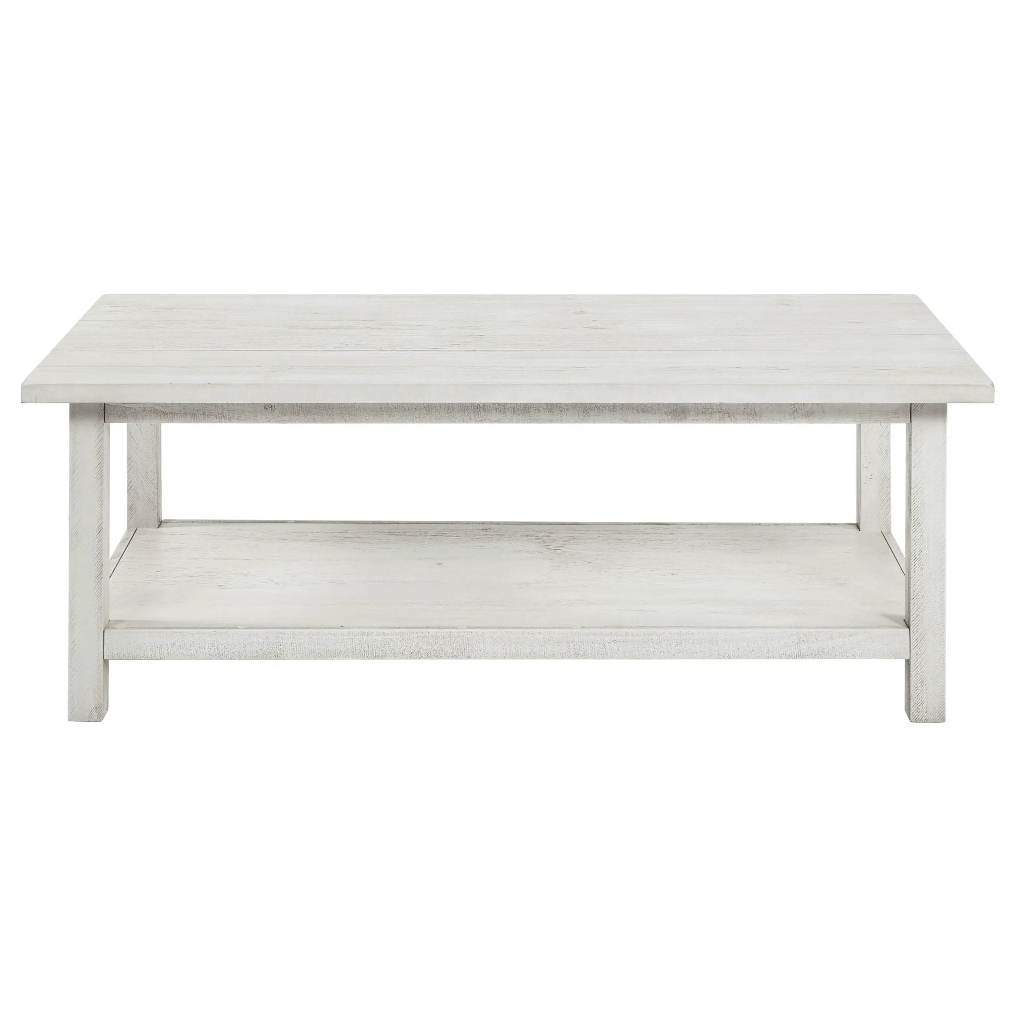 Payne Wood Coffee Table with Shelf Distressed White by Unique Piece Furniture