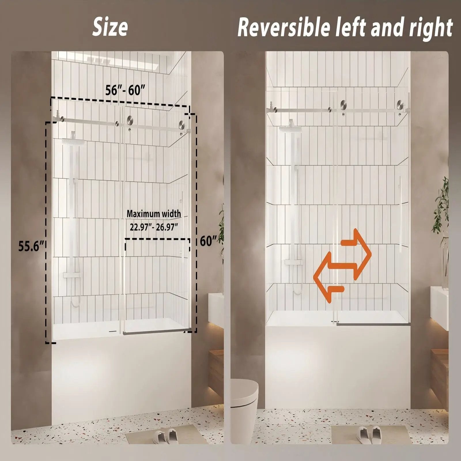 Frameless Shower Door, Smooth Sliding Tracks by HouseOfZazla
