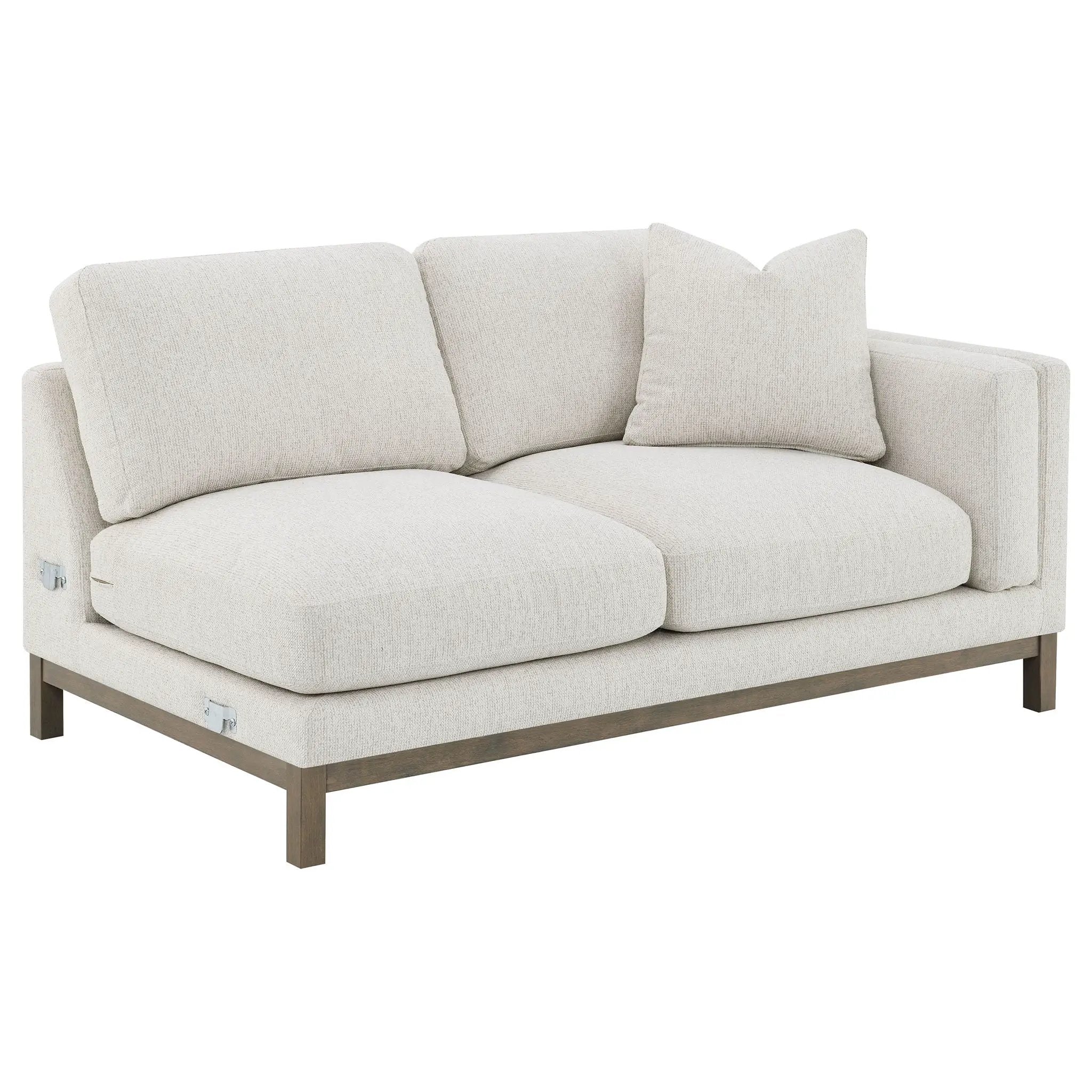 Geneva Boucle Upholstered Sectional Chaise Sofa Sand by Unique Piece Furniture