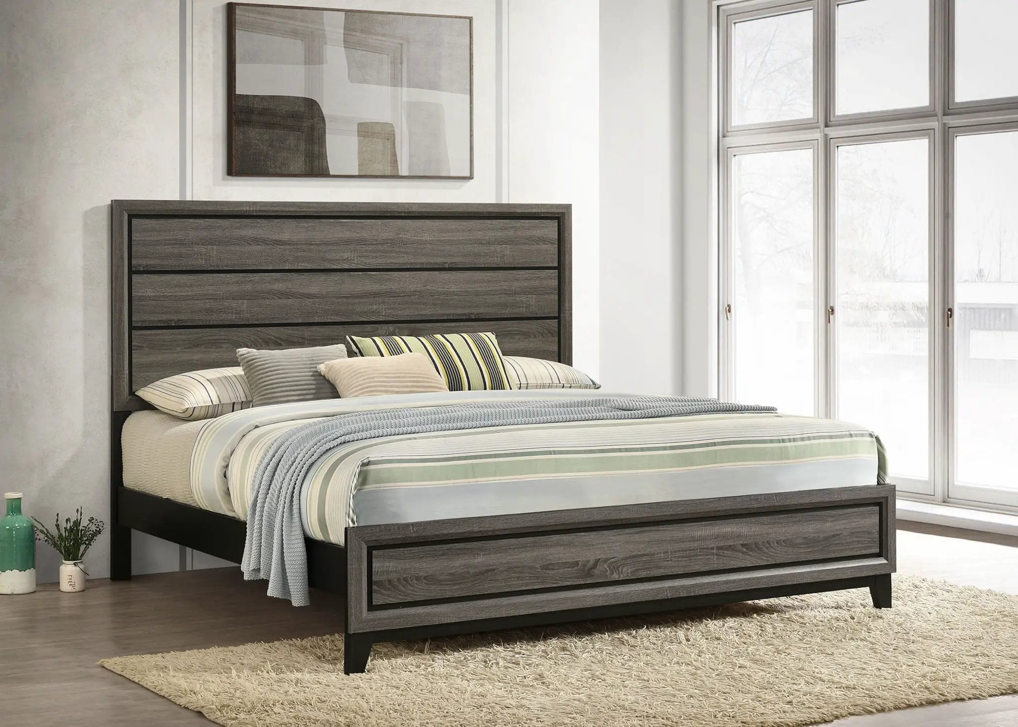 Watson Wood Eastern King Panel Bed Grey Oak by Unique Piece Furniture