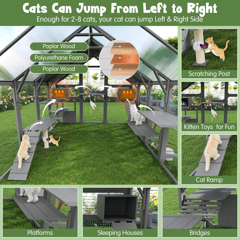Large Outdoor Cat House with Planter Stand by HouseOfZazla