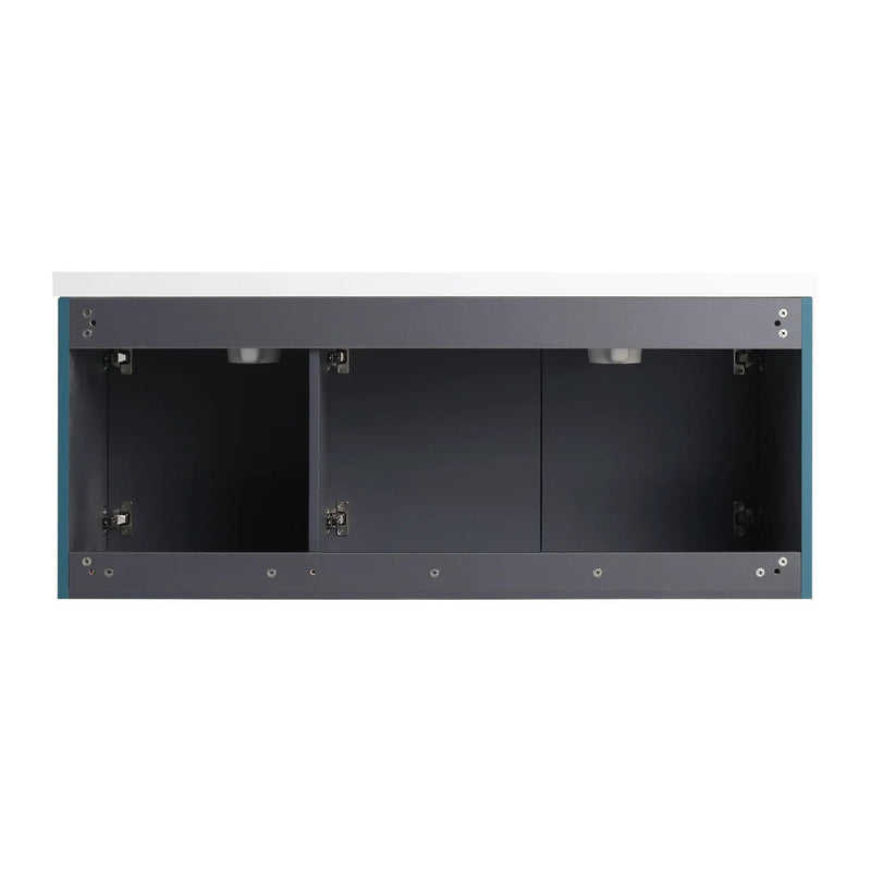 Contemporary Wall Mounted Bathroom Vanity With Resin Double Sink