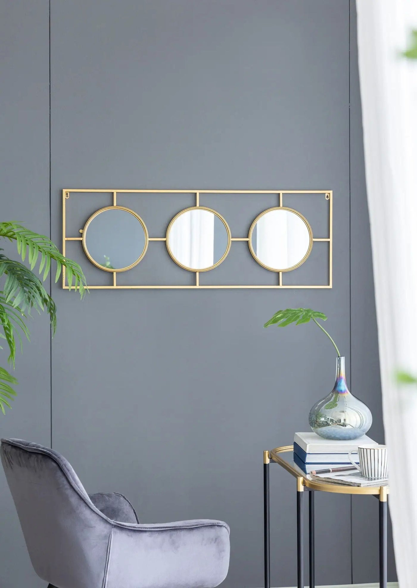 3 Mirror Piece Wall Mirror InRectangular Frame, Home Wall Decor For Bedroom Living Room by Unique Piece Furniture