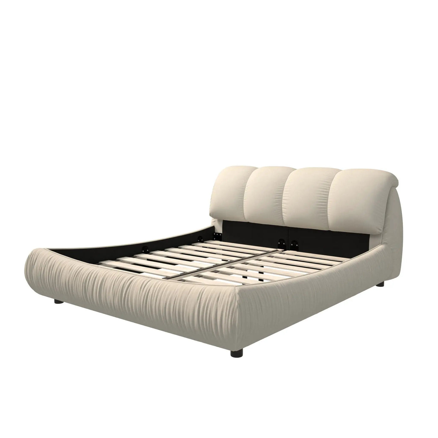 Luxury Upholstered Platform Bed With Oversized Padded Backrest And Solid Wood Frame by HouseOfZazla