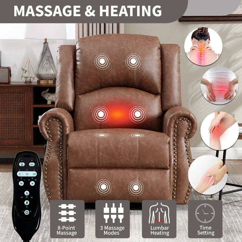 Heat Massage Manual Recliner Chair with Rocker and Swivel by HouseOfZazla