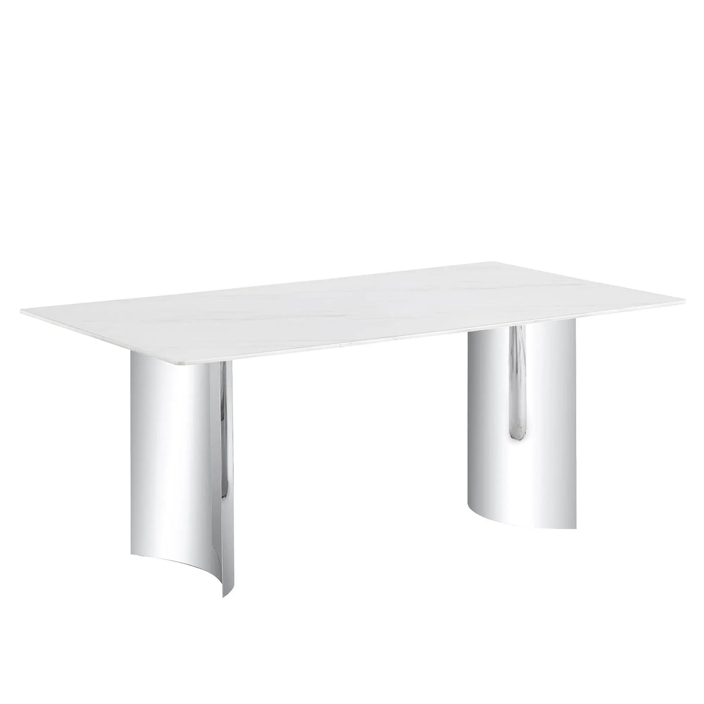 Modern Minimalist Dining Table With Marble Glass Top by HouseOfZazla