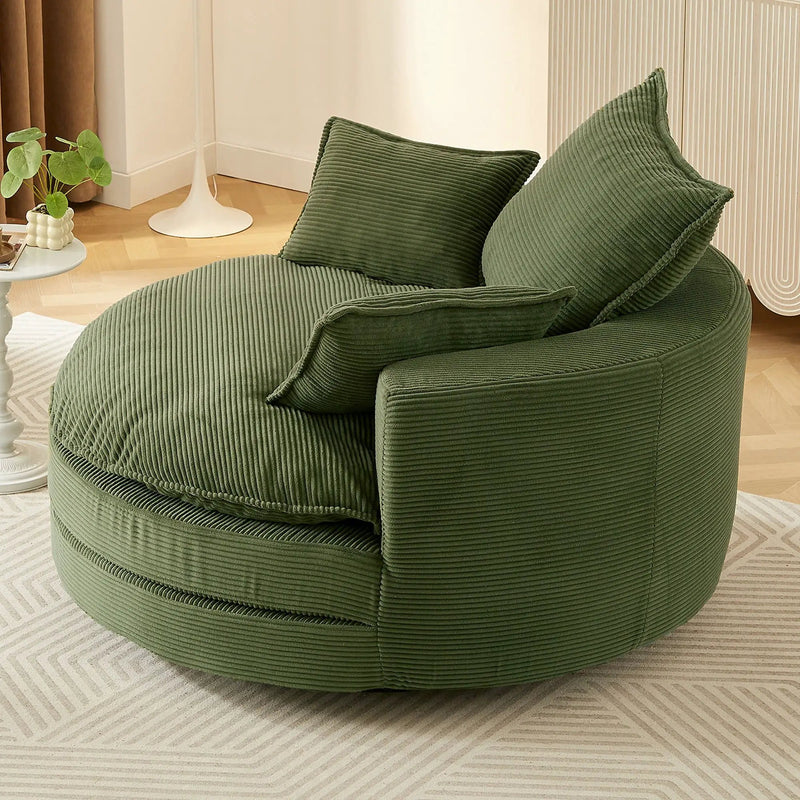 360° Swivel Accent Barrel Chair With Dual Layer Cushion And 3 Removable Pillows by HouseOfZazla