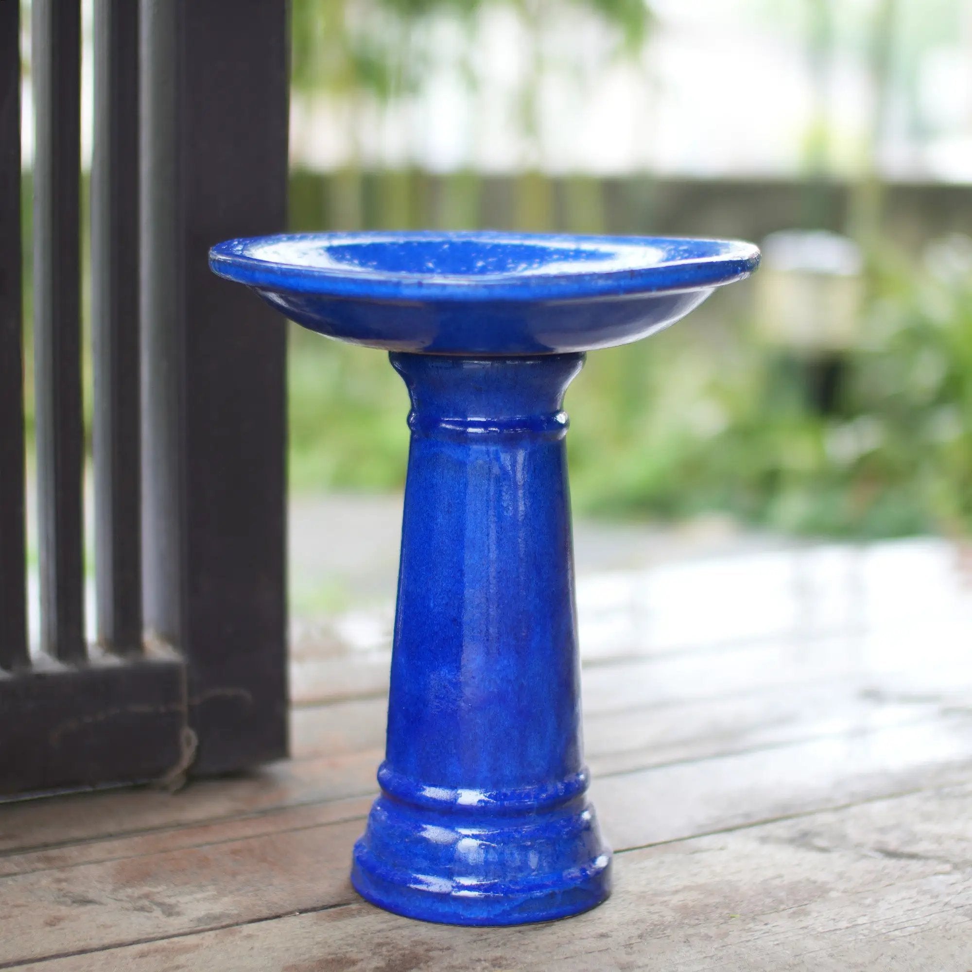 Ceramic Pedestal Bird Bath for Outdoor Garden by HouseOfZazla