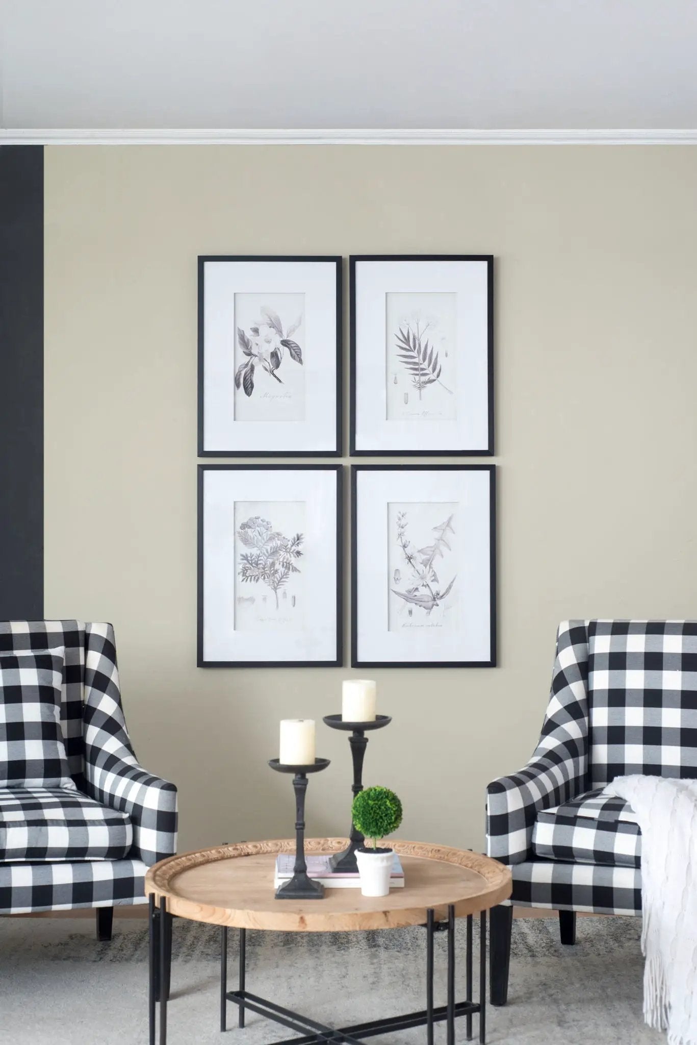 Botanical Wall Art Prints, Home Decor For Living Room Dining Room, Bedroom, Hallway (Set of 4) - White / Black by HouseOfZazla