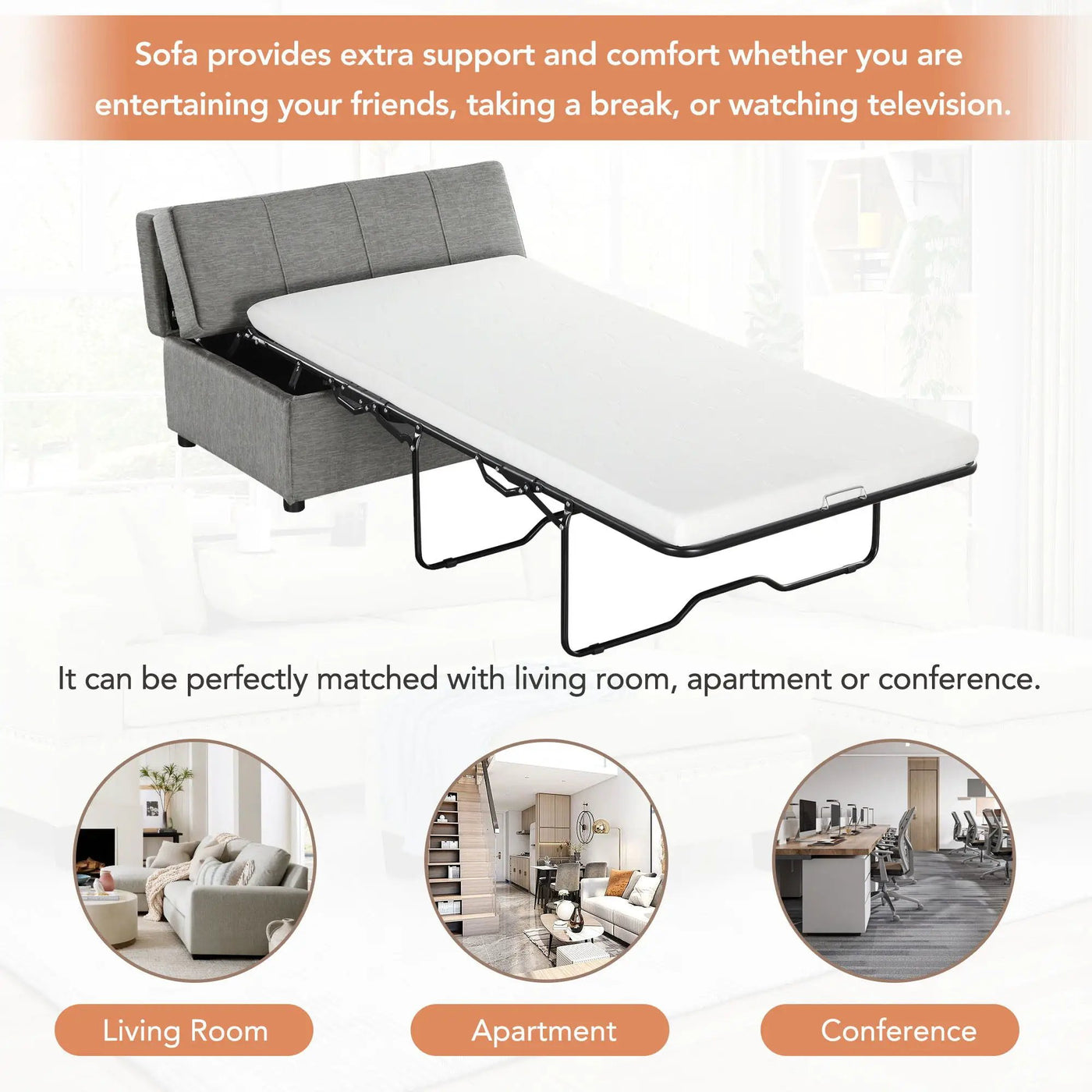 Twin Size Folding Ottoman Sleeper Bed With Mattress Convertible Guest Bed by HouseOfZazla