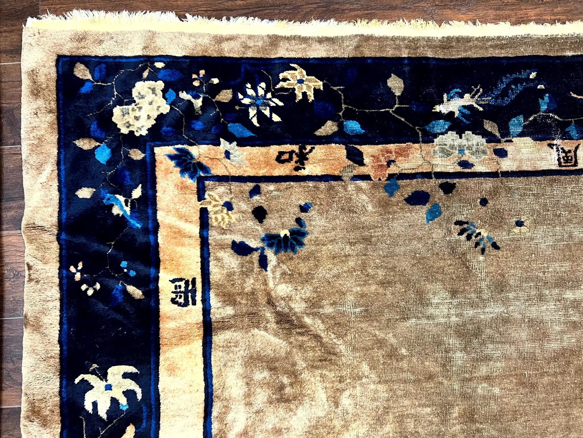 Antique Chinese Wool Rug 10x13, Large 1920s Peking Carpet, Handmade by Jewel Rugs
